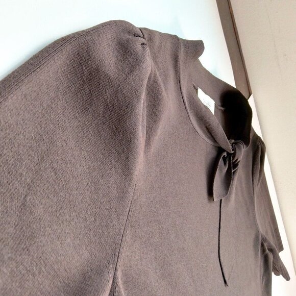 Vintage Brown High Neck Short Sleeve Pullover Sweater With Bow Detail Sz M - Picture 6 of 8